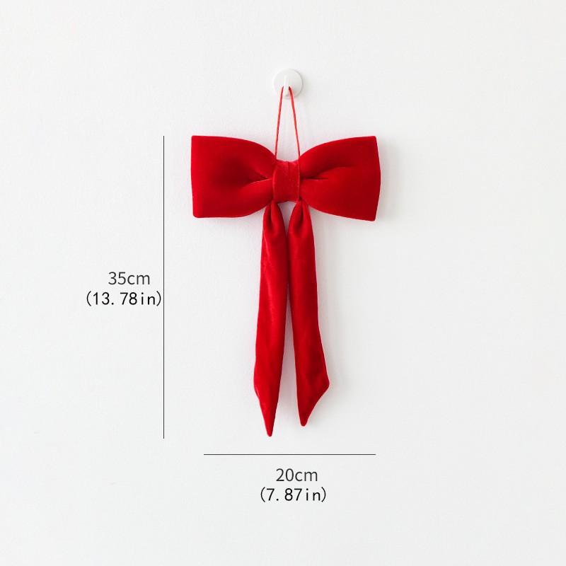 40cm Christmas Velvet Bow Tree Hanging Ornament Long Ribbon Window Display Pendant New Year Christmas Tree Fireplace Doors Decor