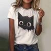 Summer Round Neck 3D Animal Cat Print Top Fashionable Casual Short Sleeved Women's T-shirts