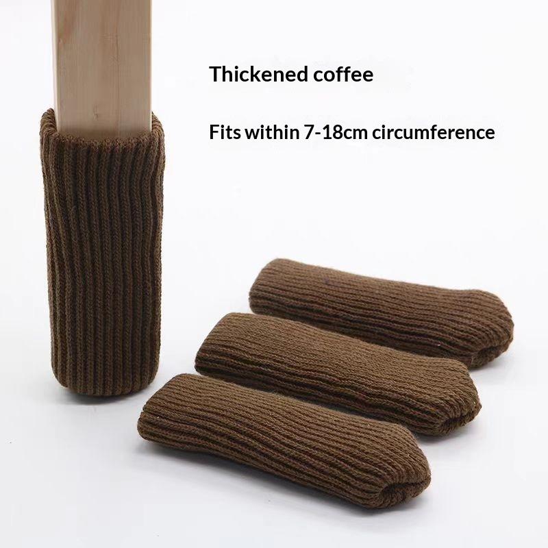 Table Chair Foot Cover Pad Protective Stool Foot Cover Leg Cover, Double-layer Thickened Knitted Chair Foot Cover Silent Non-slip Foot Cover