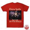 Outta Spells But Not Outta Shells Wizard Graphic Tshirt Fantasy Humor Unisex 100cotton Loose 2026 Summer Sport Short Sleeve Tee