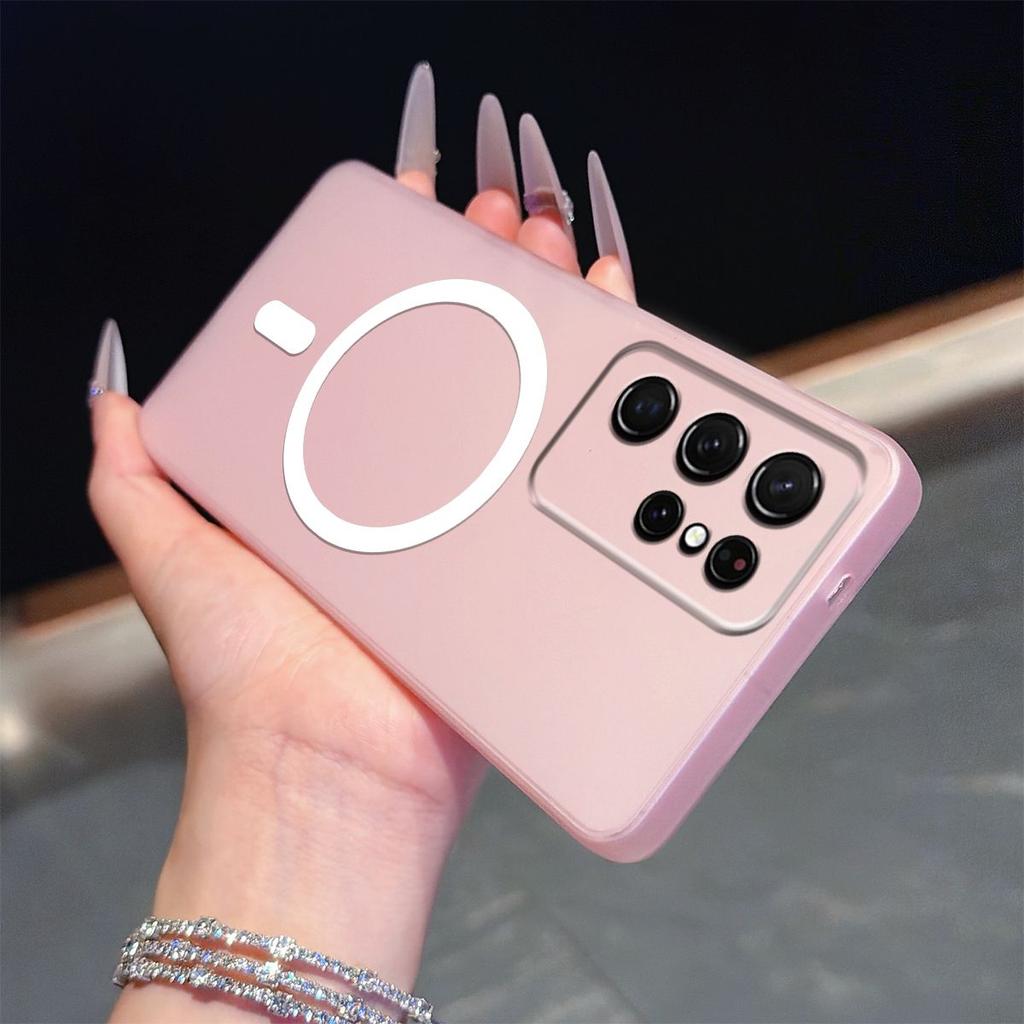 Frosted Semi Clear Magnetic Phone Case for Samsung Galaxy S21 Ultra Soft TPU Shockproof Cover
