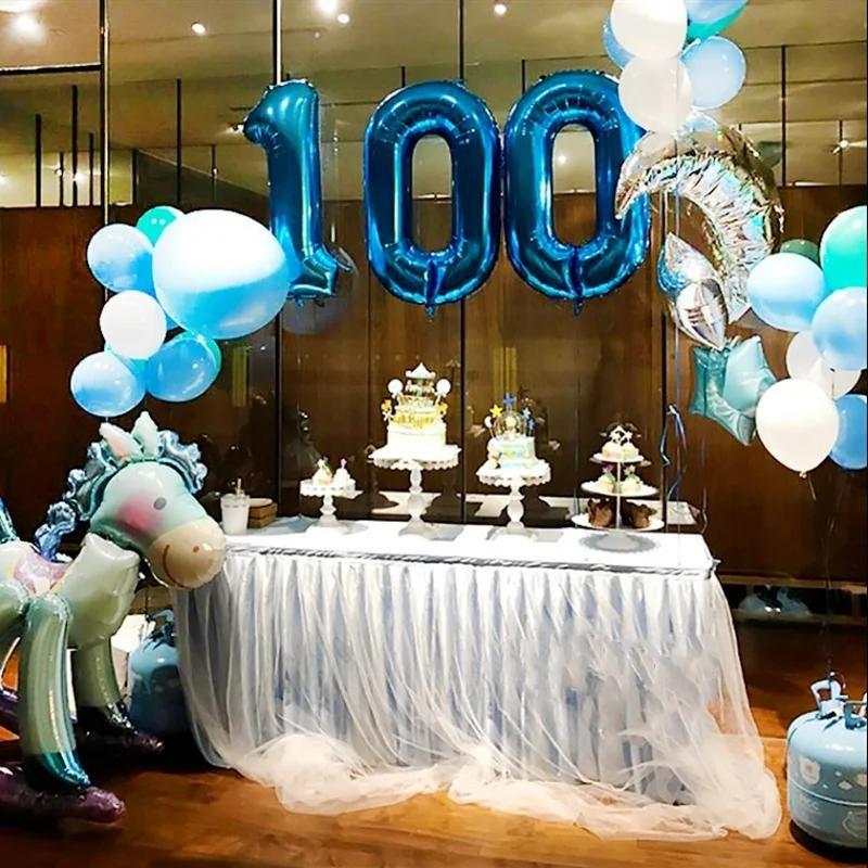 32inch Gold Rose Blue Silver Number Aluminum Film Balloons Digital Baby Shower Christmas Wedding Happy Birthday Party Decoration