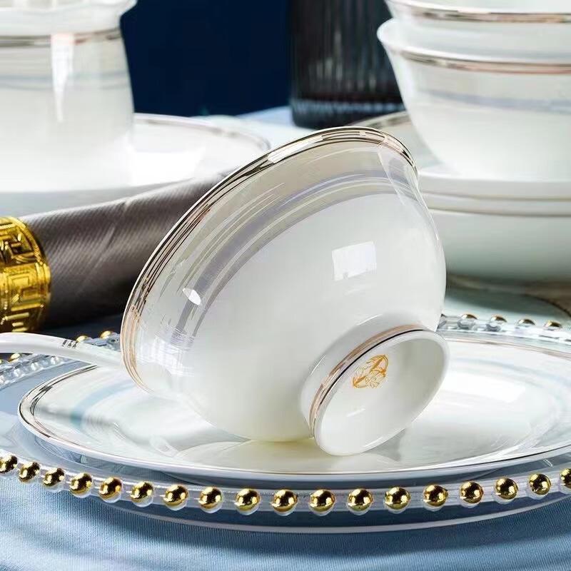 Jingdezhen Ailan Huijia Luxury Ceramic Tableware Set 18-Piece with Soup Bowl