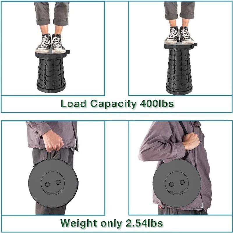 Upgraded Collapsible Stool Lightweight Portable Telescoping Stool with Load Capacity 400lbs ,Retractable Stool for Outdoor Fishing,Hiking,BBQ,Camping