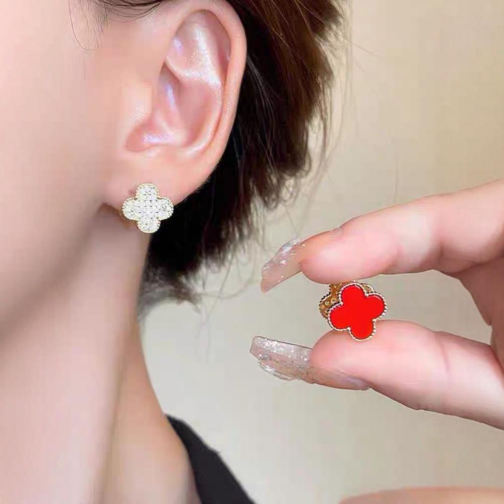 2025 Clover Reversible Stud Earrings: Elegant French Fashion Ear Cuffs & Niche Design Trend.
