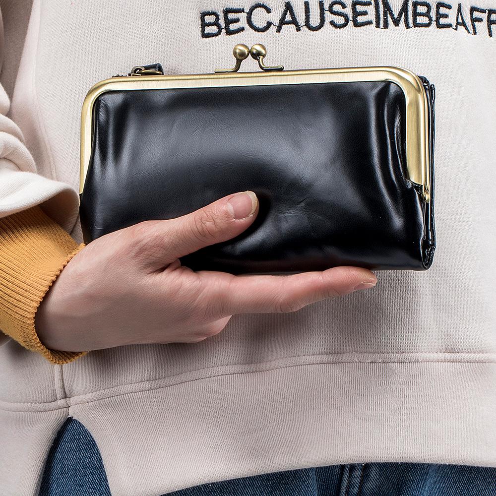 New Japanese-style multi-functional long hand wallet women's soft leather change bag mouth gold bag wallet large capacity