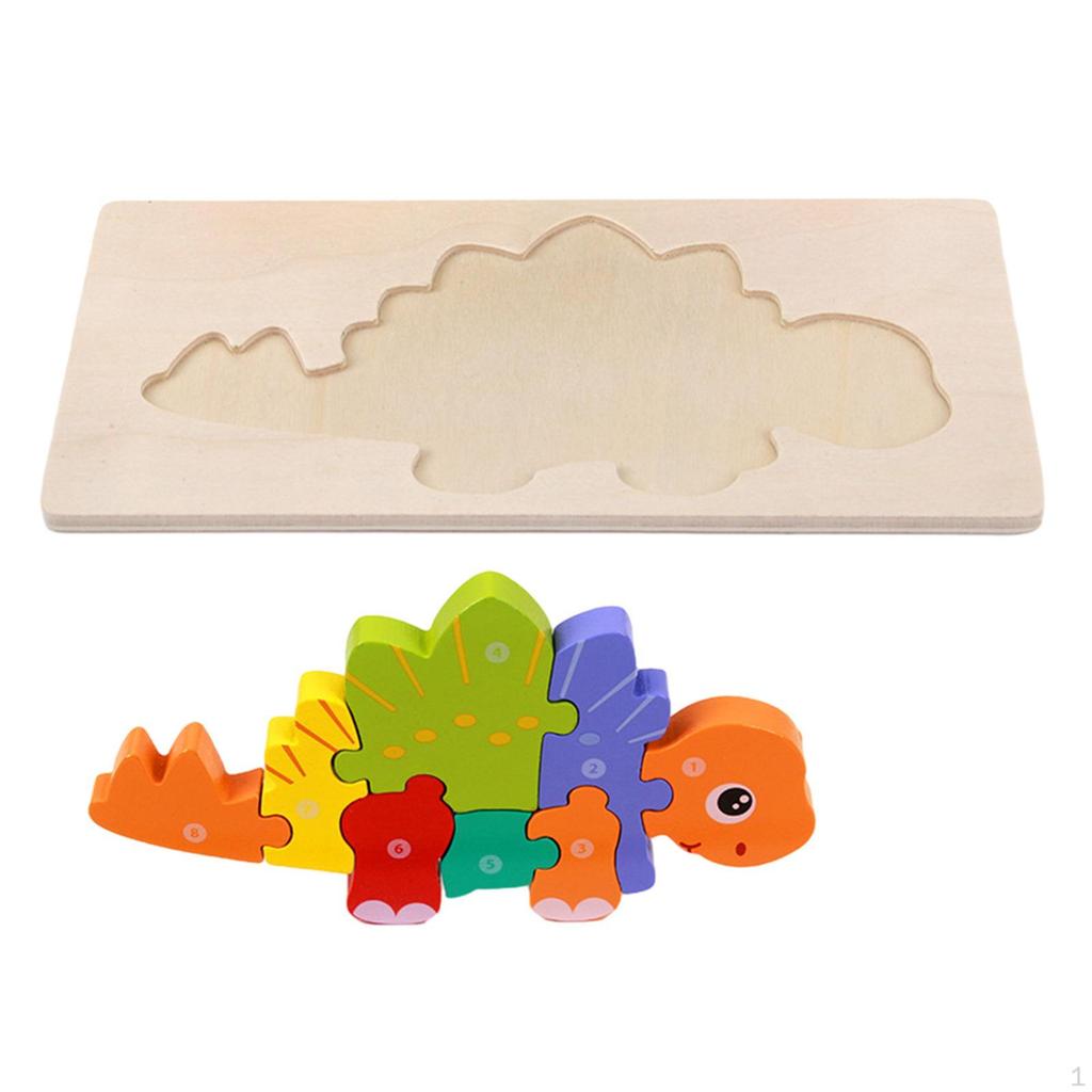 Children's Wooden Puzzle Dino Colors 3D Cognition Interactive Animals Montessori Toys for Children