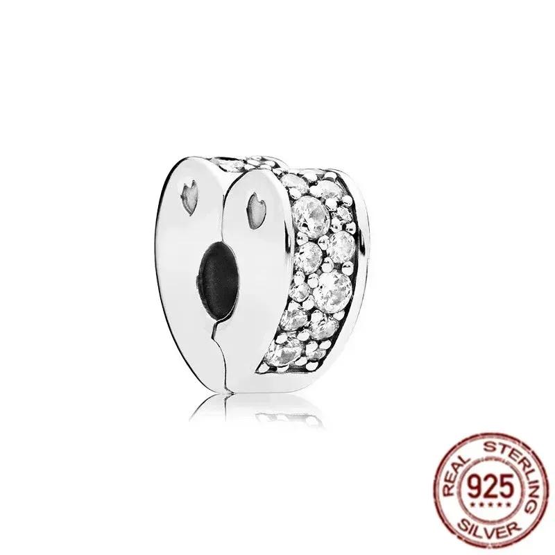 Starfish Shell Clip Charms Heart & Pavé Clip Fit Original Copper Beads For Women Necklace Bracelet Diy Jewelry Gift