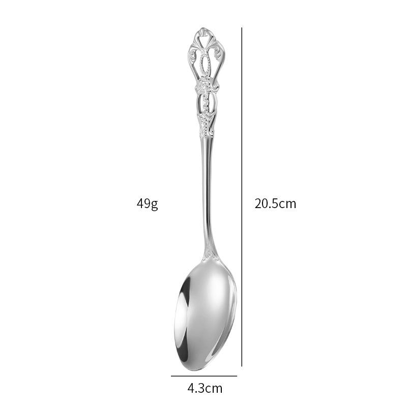 Elegant Stainless Steel Cutlery Set: Royal Court Embossed Steak Knife, Fork & Dessert Spoon for Western Cuisine