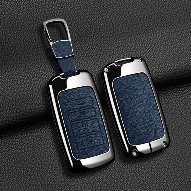 Zinc Alloy Leather Car Smarte Remote Key Case Holder Cover Chain for Kia Sorento K900 K7 Cadenza 4 Button Accessories