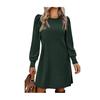 Women's Fall Crew Neck Sweater Dress Long Lantern Sleeve Short Dress Casual Knit Pullover