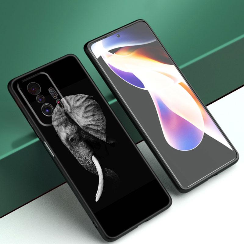 Animal Elephant Black Silicone Phone Case For Xiaomi Mi 9 SE 8 10T 11 12 13 Lite 9T 11T 12S 12T 13T 14 Pro 5G NE 11i 12X