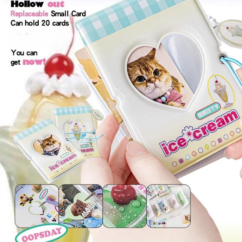 Kawaii Accordion Card Album Adorable Ice Cream PVC Photocard Album for 3 Inch Kpop Photo Japan Style Card Collection Books 2025