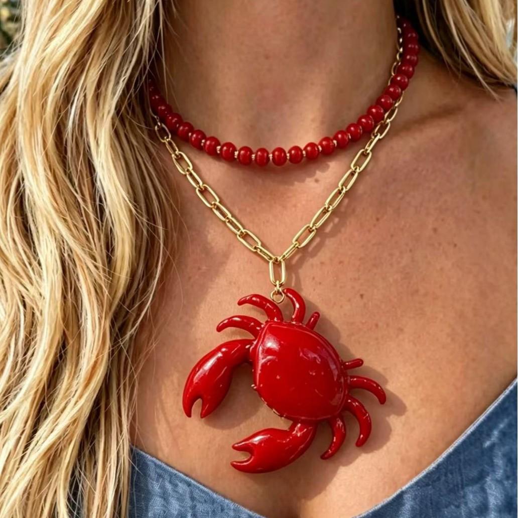 

Personality, creative design, crab pendant, oil drip necklace, niche pendant accessories