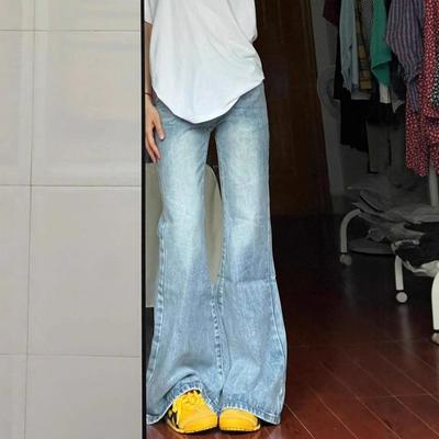 Comfortable Not Stick Leg Micro Flare Jeans Female Autumn Big Yards High-waisted Horseshoe Trousers Small Size Skinny Flared Trousers Long Denim Pants