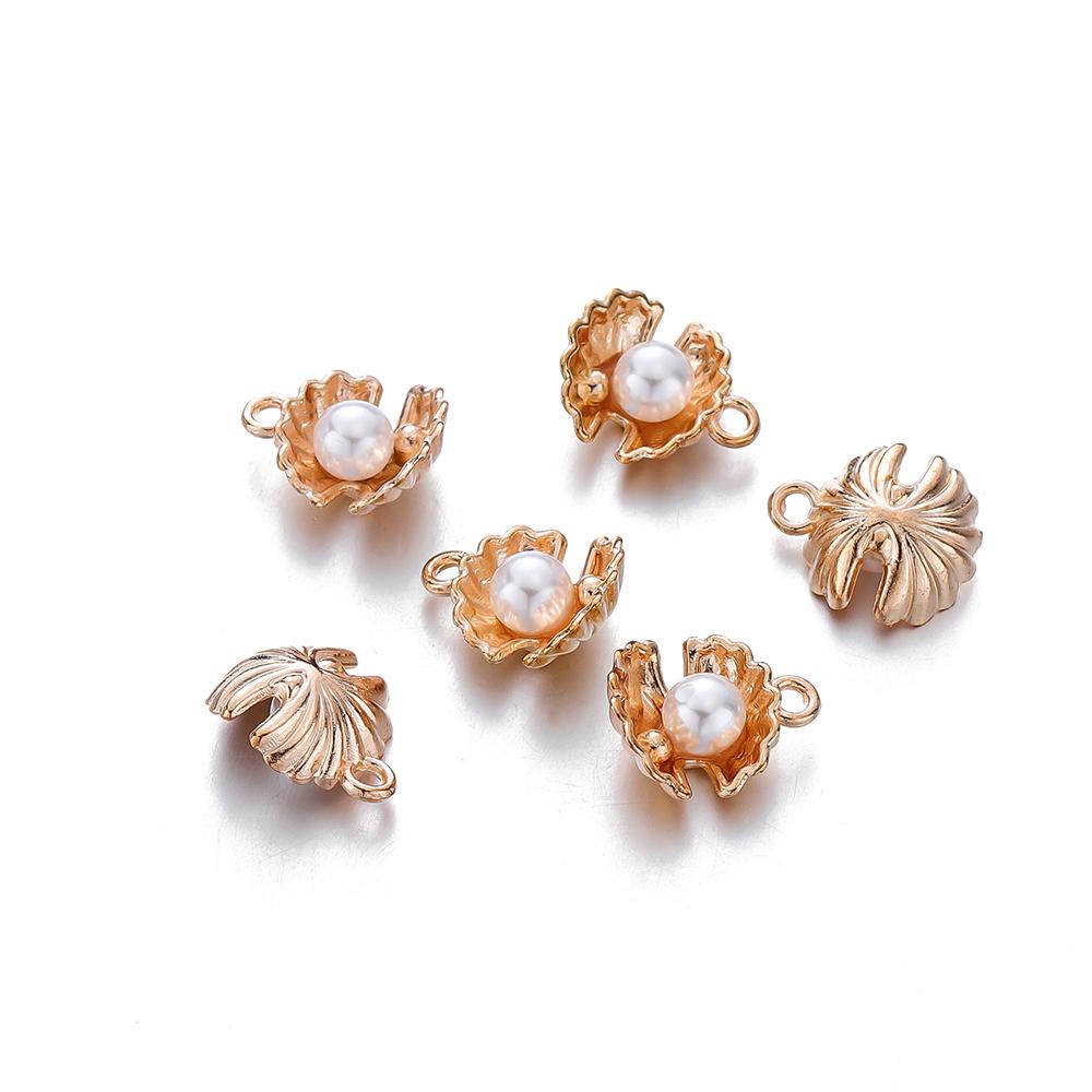 10Pcs Ocean Starfish Shell Charms With Imitation Pearl Pendants For Necklace Bracelet Pendants DIY Jewelry Making Accessories