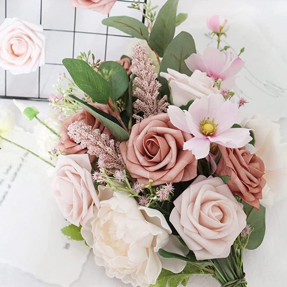 1 Box Artificial PE Foam Rose Flowers Bridal Bouquets for Wedding Table Home Party Gift Decorations DIY Scrapbook Supplies