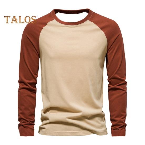 

Осень-зима мужской топ-топ облегающий лоскутный свитер с круглым вырезом, эластичный, с длинными рукавами, средней длины, для фитнеса, повседневная одежда, рубашка XL коричневый