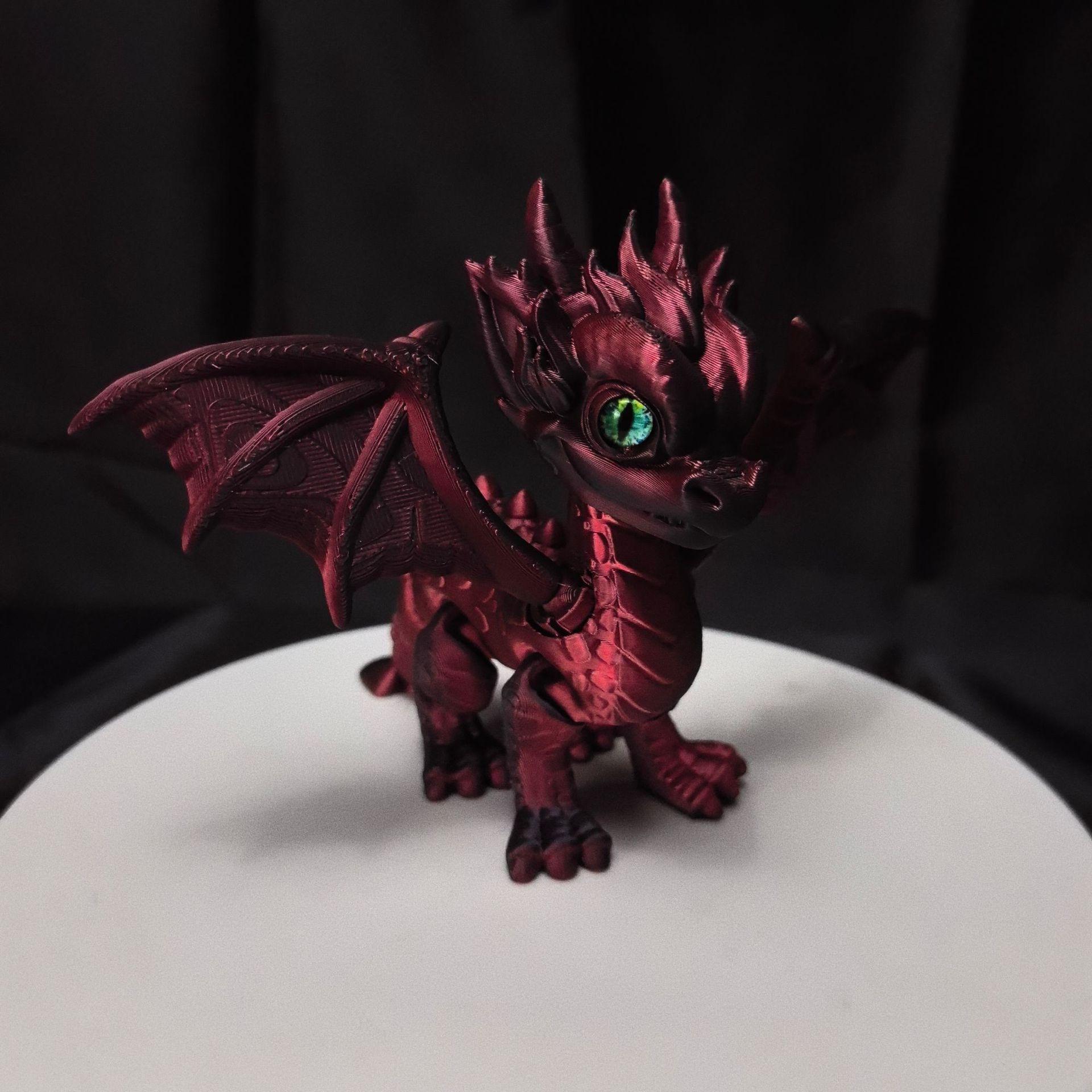

3D Printed Flying Dragon Wings Joints Movable Model Ornament High Quality Dragon Simulated Eye Desktop Decoration Children S Toy (As shown-32976)-
