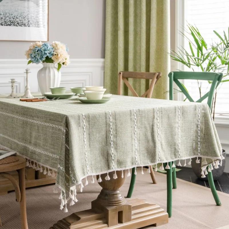 Tablecloth, Cotton and Linen Anti-wrinkle and Anti-fading Embroidered Tablecloth, Rectangular Tablecloth, Tabletop Decoration