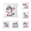Creative And Adorable Unicorn Pattern Double-Sided Printed Pillow Cover Short Plush Suitable Living Rooms Throw Cushion Cover