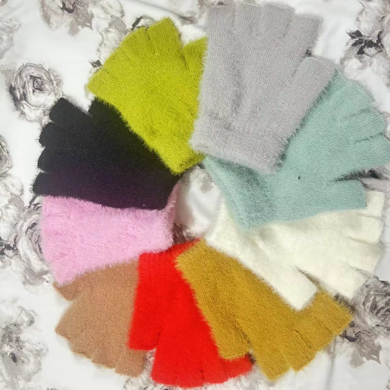 

Дети 5 лет вязаные однотонные шерстяные свитера для сохранения тепла и защиты от холода, утолщенные, с пятью пальцами, корейский стиль, осень и зима, без пальцев, для езды на велосипеде One size