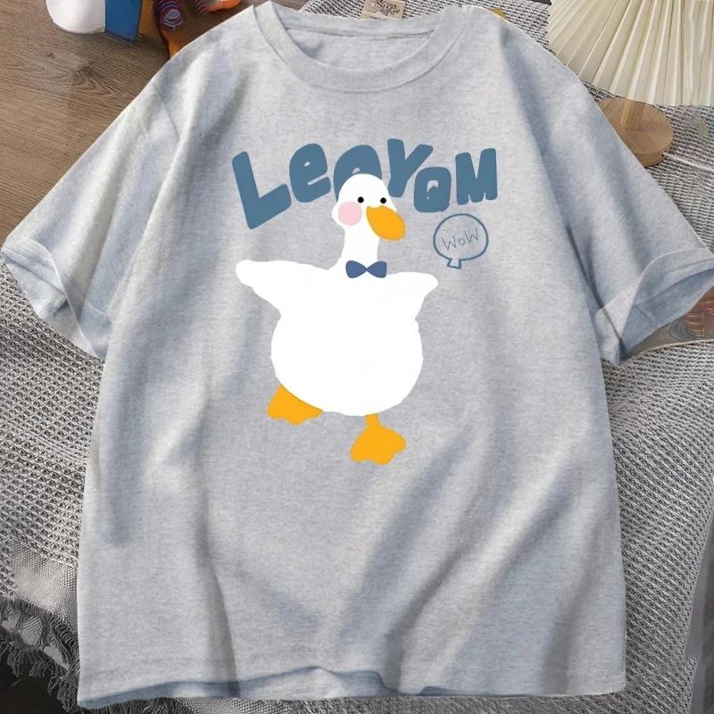 Funny Duck T-shirt Summer Short Sleeve T Shirt Women Short Sleeve Trendy Round Neck Casual Top Streetwear Clothes