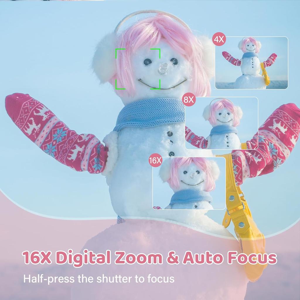 4K Digital Camera - 44MP UHD - 16X Digital Zoom - Vlogging Camera with 2 Batteries & 32GB SD Card for Teens & Students