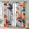 2Pcs Vintage Leaf Plants Flower Digital Printed Window Curtain Suitable For Living Room Bedroom Dining Room Home Decoration