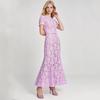 Korte mouw Plus size kant vintage bloemen nieuw in jurken voor vrouwen casual lange zomerjurk