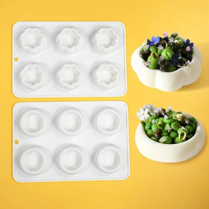 6-Cavity Flower Shaped Donut Silicone Mold Fondant Cake Mold DIY Chocolate Baking Tools Cake Decorating Accessories Baking Pan