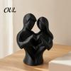 Home Decor Couple Statue 3D Printed Heart Statue, Abstract Minimalist Lovers Embrace Figurine, Romantic Desktop Durable PLA Material for Living