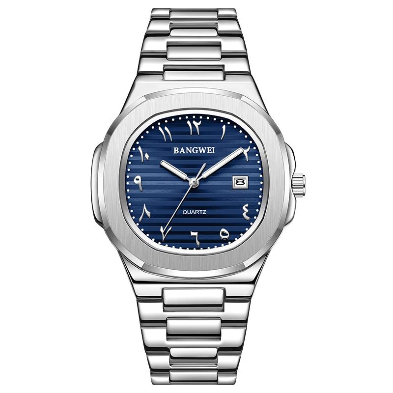 LIGE New Luxury Men Quartz Watches BANGWEI Brand Waterproof Automatic Date Watch Man Stainless Steel Sport Chronograph Watch for Men Clock