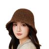 Face Showing Little Fisherman Hat Plush Warm Basin Hat Winter Cold Protection Ear Protection Knitted Wool Hat for Women Trendy