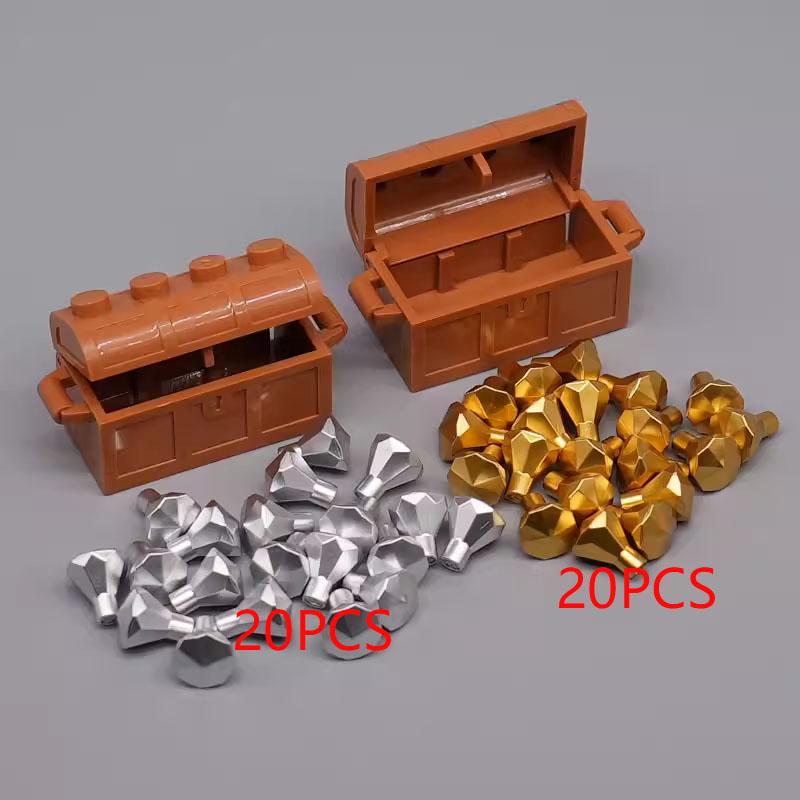 MOC City Treasure Series Set Accessories Building Blocks Gold Ore Silver Crystal Diamond Box Gold Key Dollar Cash Brick Kid Toys