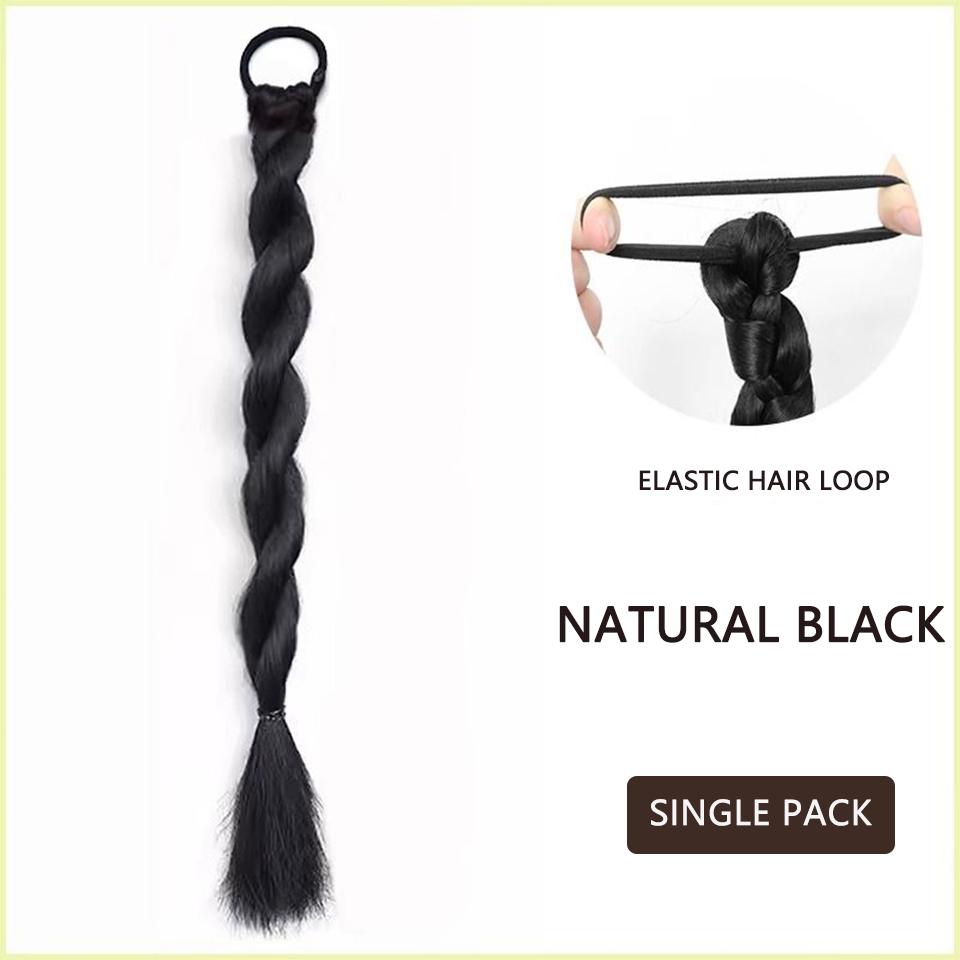 Synthetische Perücke, Pferdeschwanz, gedrehter Zopf, Perücke aus geflochtenem Haar, Perücke mit doppeltem Pferdeschwanz, geeignet für den täglichen Gebrauch.