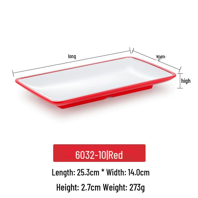 Melamine Rectangular Imitation Porcelain Plate for Hot Pot, Sushi, BBQ & Hotel Tableware.