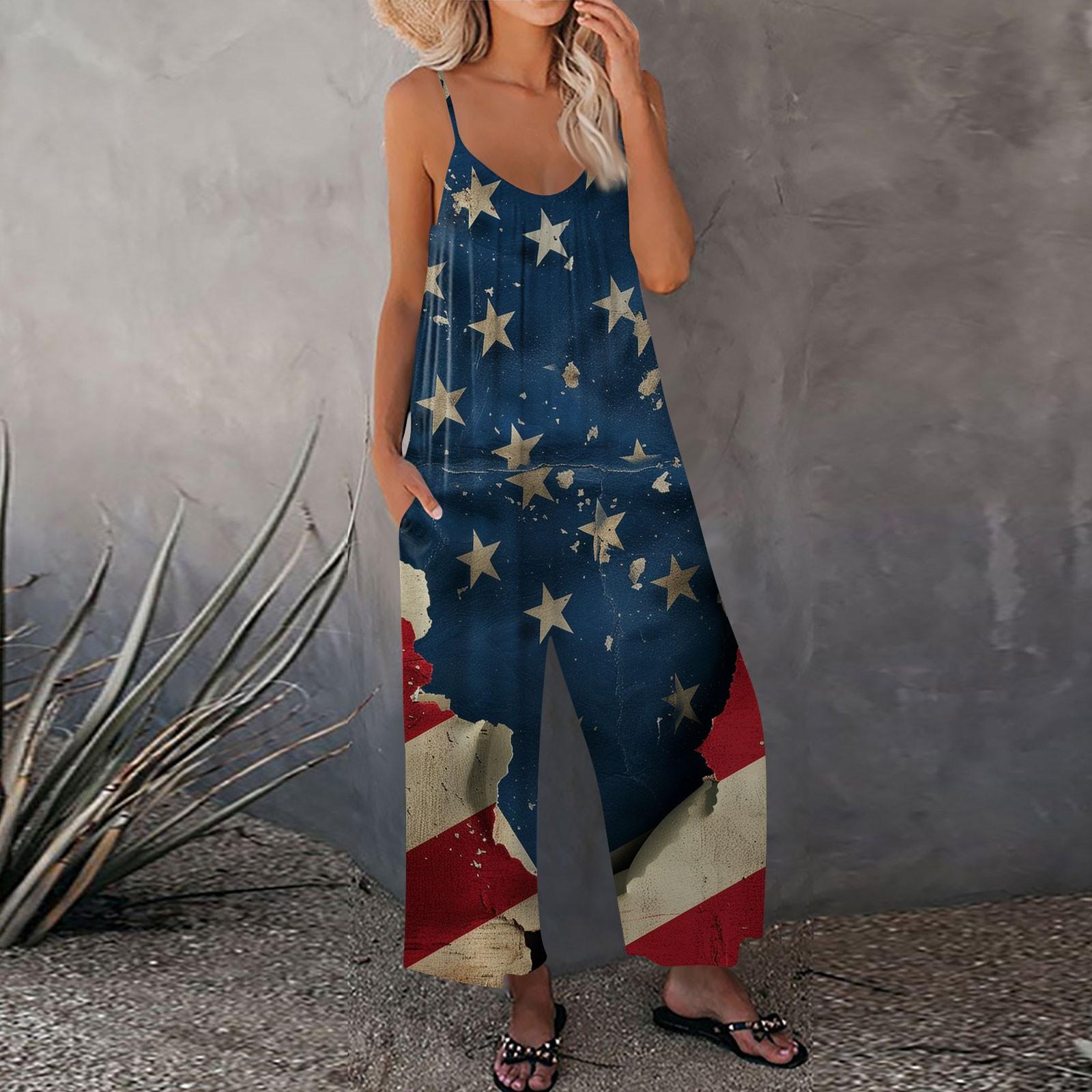 

Женский комбинезон с принтом, повседневный свободный комбинезон с регулируемыми подтяжками XXXL синий