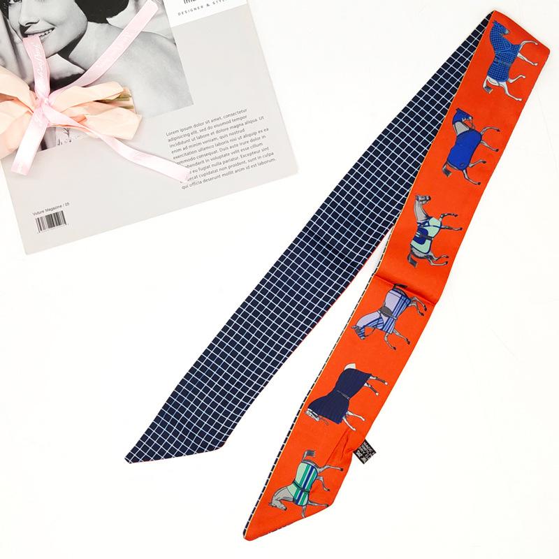 Classic New Long Small Silk Scarf, Decorative Slender Tied Bag Silk Scarf Small Ribbon Scarf Small Streamer Women's Scarf