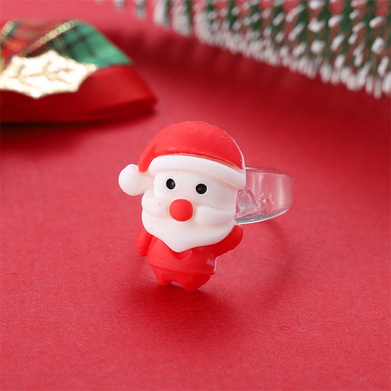 Vánoční kreslený prsten s medvědem, zvonkem a sobem - Slavnostní a módní