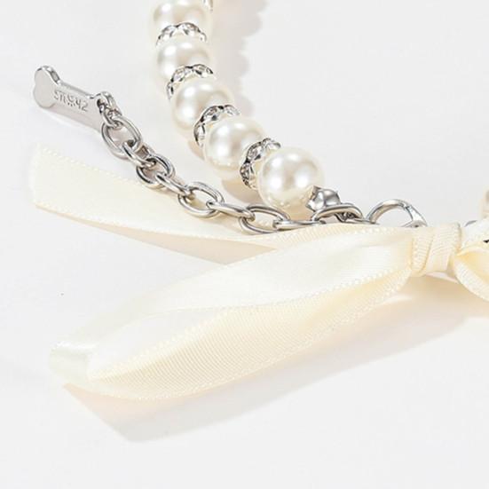 Naszyjnik z kością wisiorek biżuteria akcesoria wykwintna moda pies kotek naszyjnik ze sztucznych pereł