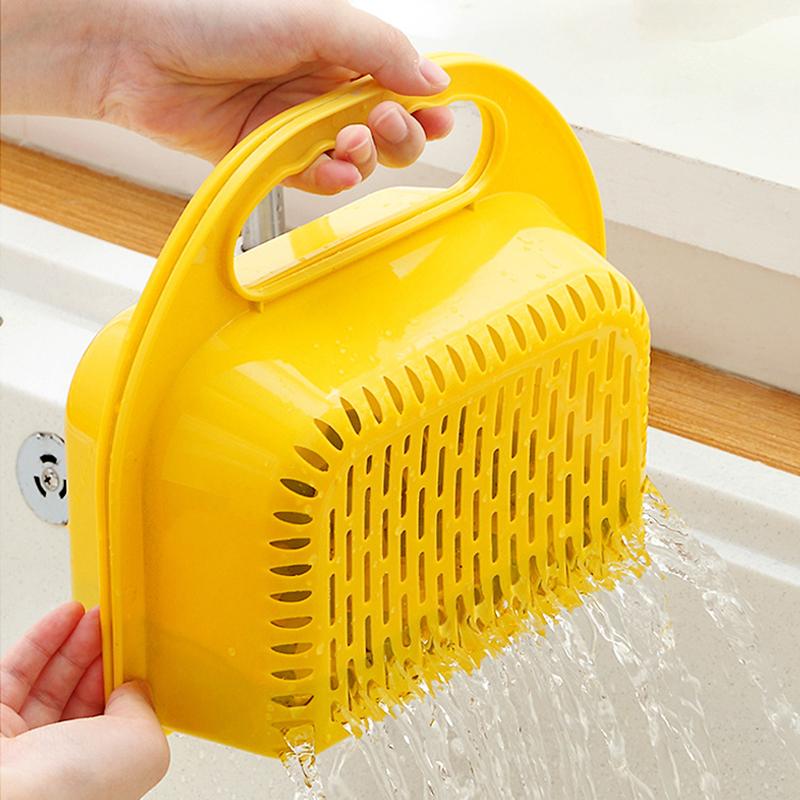 Faltbarer Abtropfkorb Obst Gemüse Waschkörbchen Geschirr Schwamm Aufbewahrungsregal Spülen Sieb Küchen Hohlregal Organizer