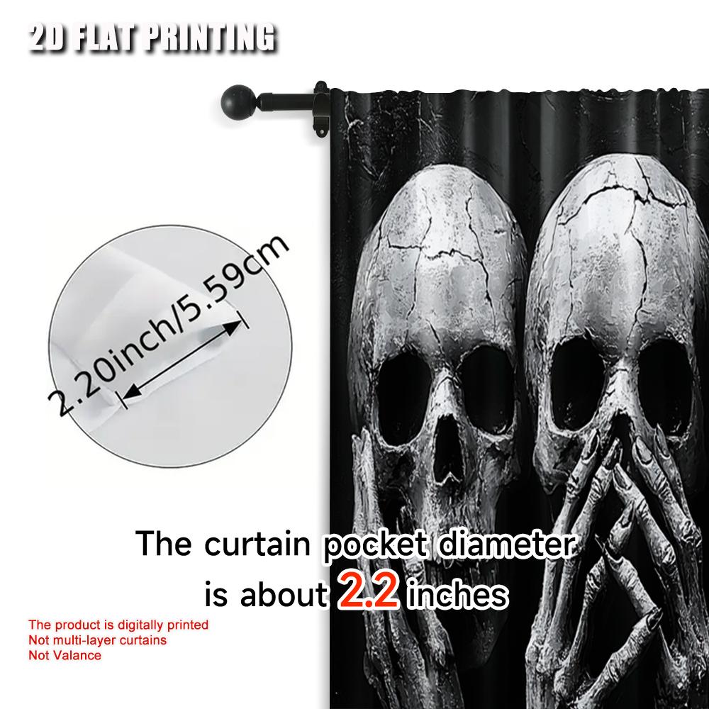 2 stuks, Gordijnen Rolgordijnen print Zwarte Schedel Print 100% Polyester (zonder staaf Stuff Opruiming Gebruik voor Slaapkamer,