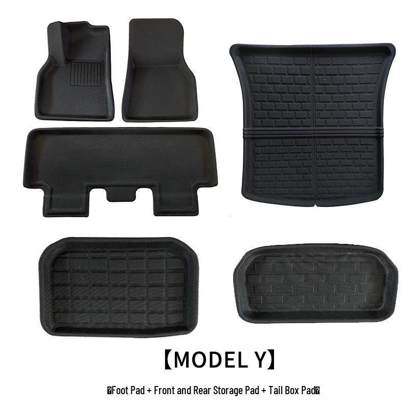 Non-Slip XPE TPE Floor Mats & Trunk Mat for Tesla Model 3/Y, Left & Right-Hand Drive, with Backrest & Foot Pads