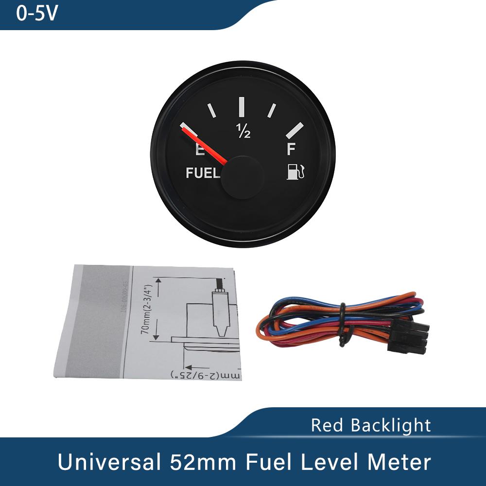 Signal 0-5V Boat Fuel Level Gauge Waterproof Car Fuel Gauge with Red Backlight Working Volt 9~32V Fit Car Motorcycle Yacht