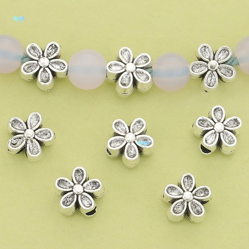 50PCS R931 Alloy Double-Sided Flower Spacer Beads