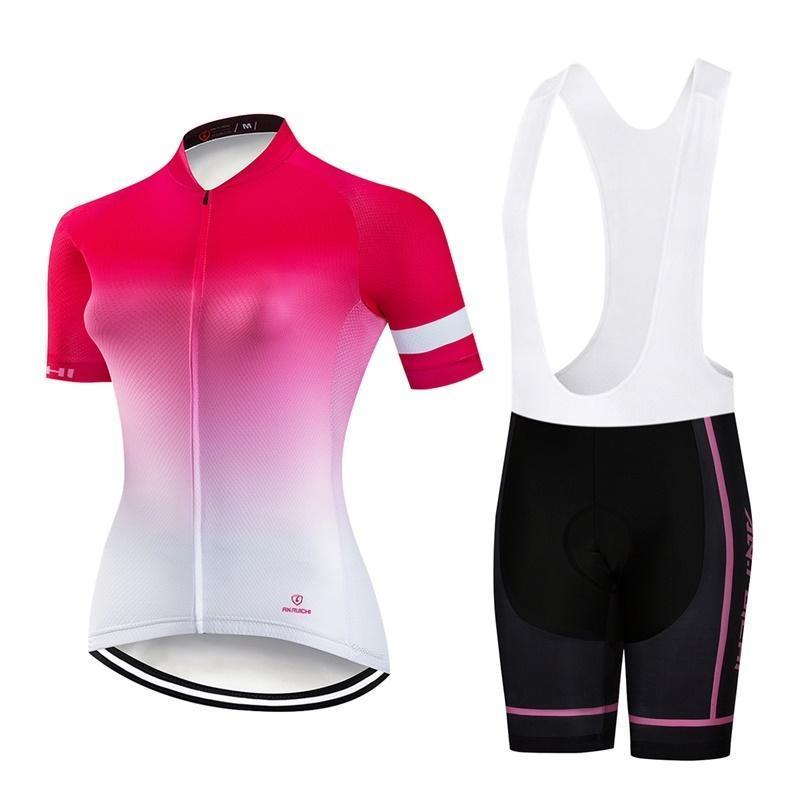 

Лето Короткая езда Велосипед Велоспорт Одежда Комплект Градиент Цвет Женщины Джерси Костюмы