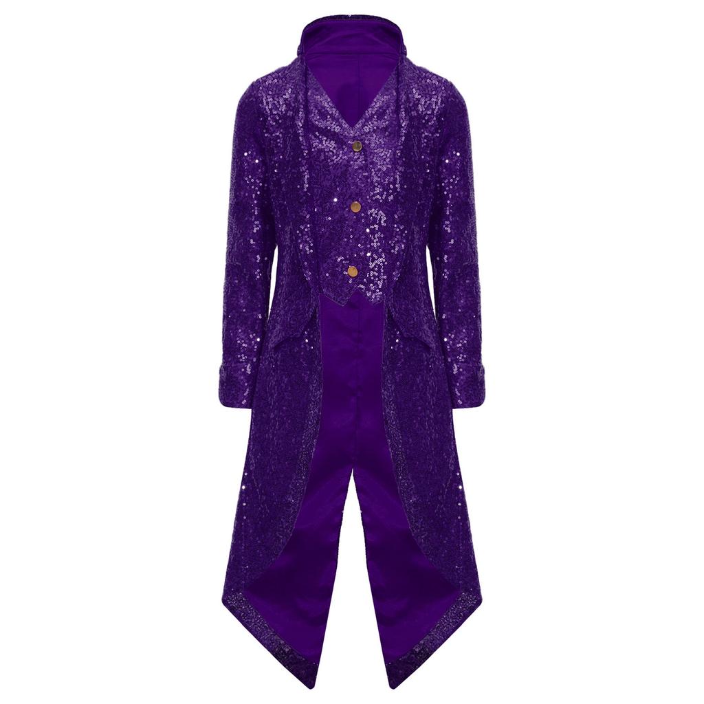 Chlapecký steampunkový frak gotický viktoriánský dlouhý kabát flitry bunda středověký halloweenský kostým frock coat outfit