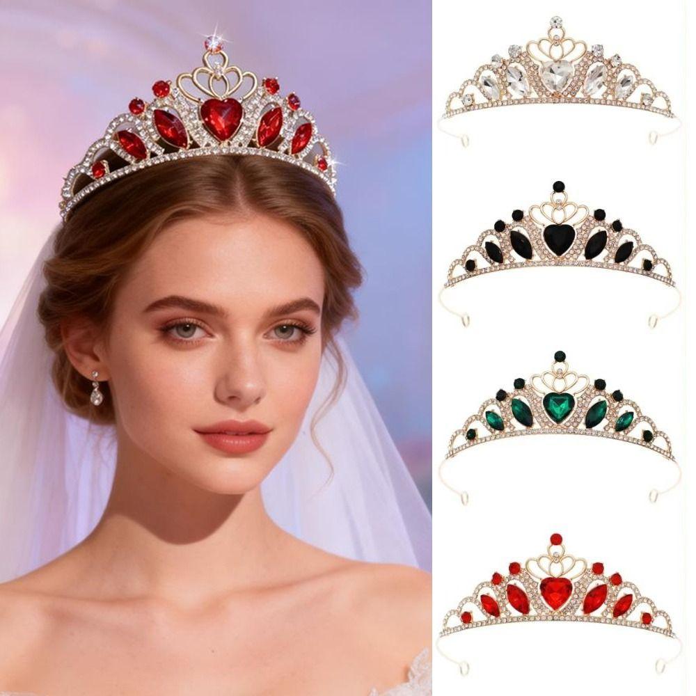 Heart-Shaped Crystal Headpiece Crown Bling Bling Children's Crown  Wedding Dress Accessories