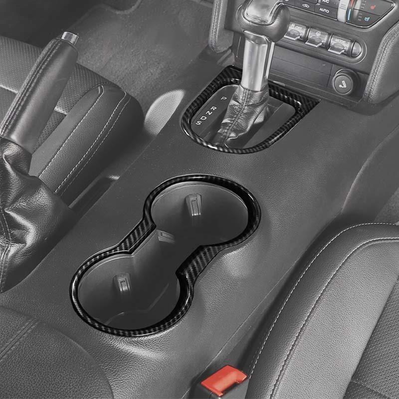 Car Car Front Cup Holder Gear Shift Decorative Ring Cover  For Ford Mustang 2015-2023 Car Interior Acessories